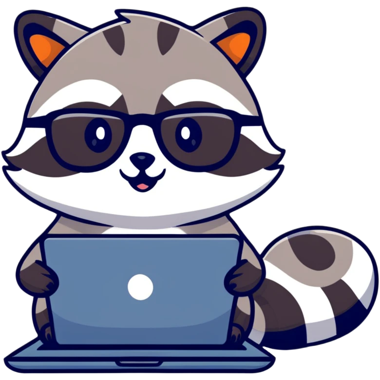 raccoon data scientist with a computer emoji