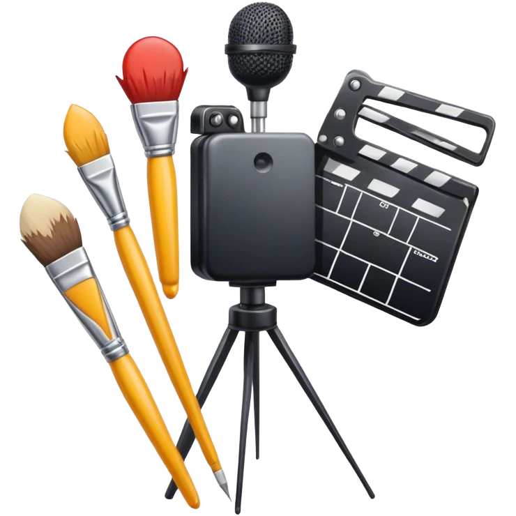Movie film, paintbrushes, microphones emoji