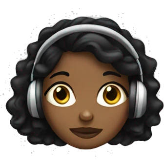 Brown girl with black wavy hair with headphones emoji