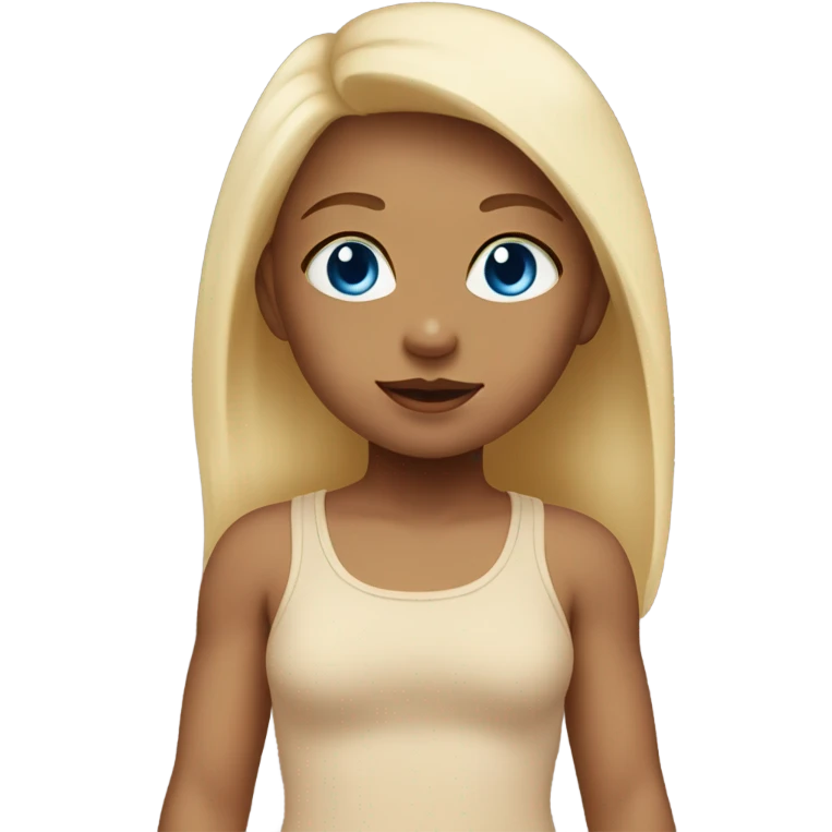 baby girl with blue eyes blonde in beige bodysuit  emoji