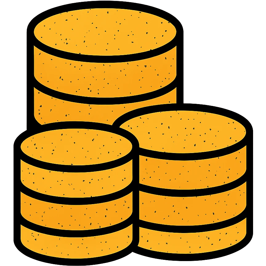 minimalist hoard of database cylinders with worn distressed effect emoji