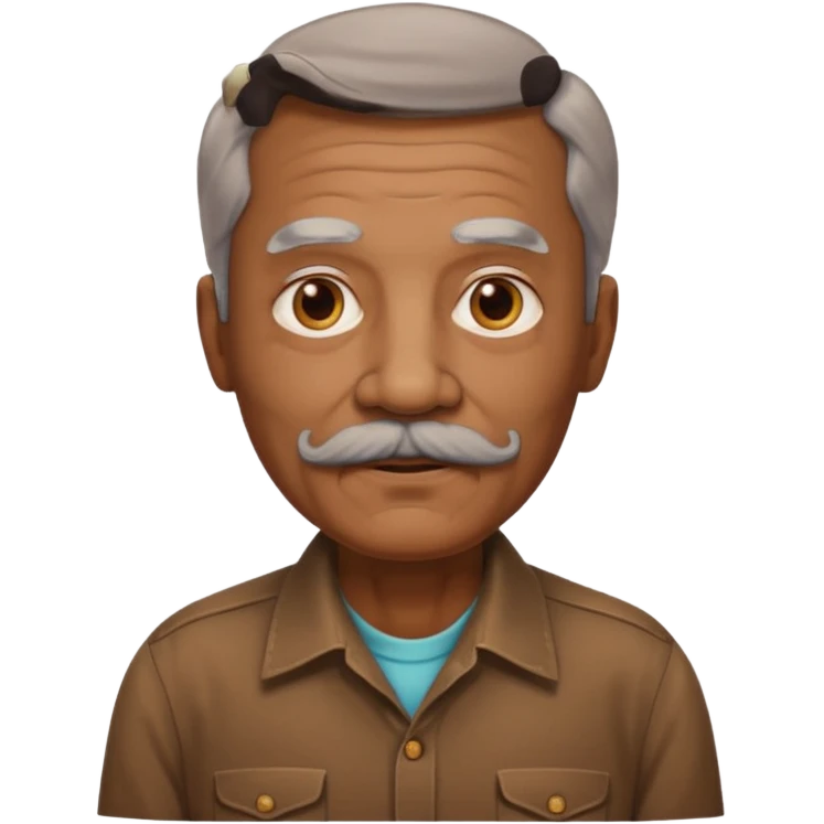 mustached elderly man with brown vintage shirt emoji