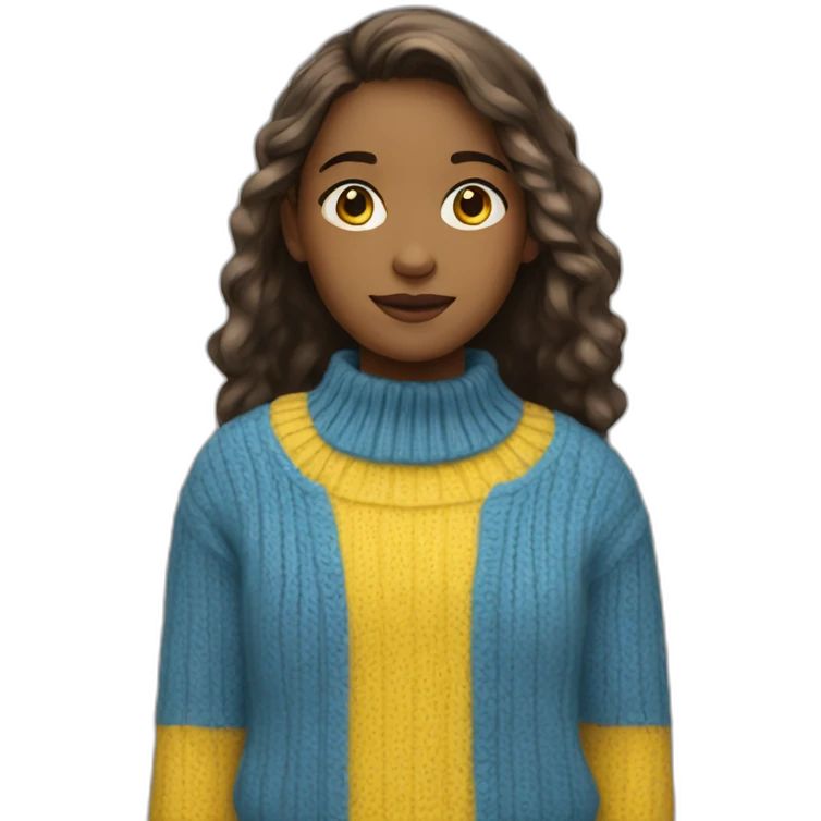 Girl in blue and yellow sweater emoji