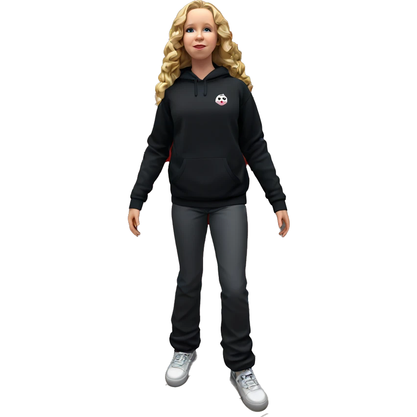 blonde girl indoors in sneakers emoji