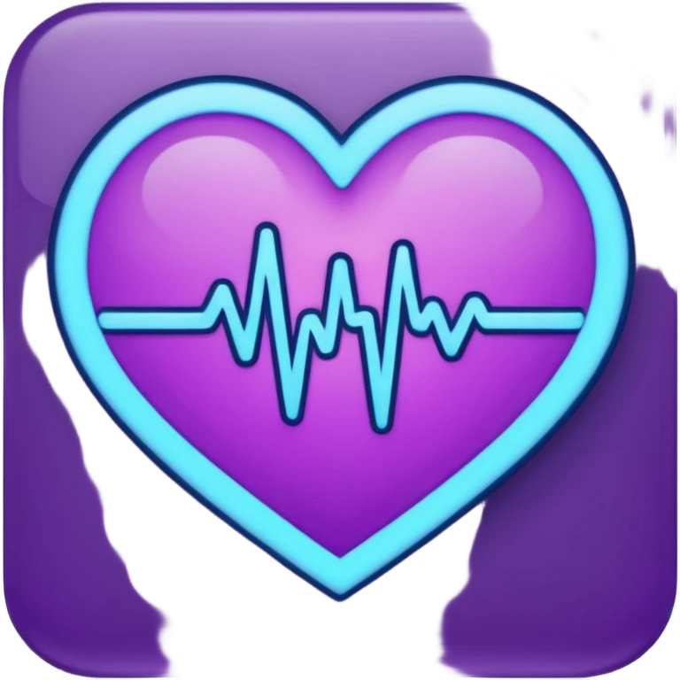 heart pules tech with the pules symbol in the middle, make the hart dark purple. navy blue outline emoji