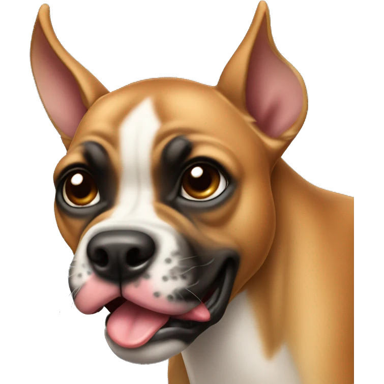 Fawn boxer with under bite, tongue sticking out emoji