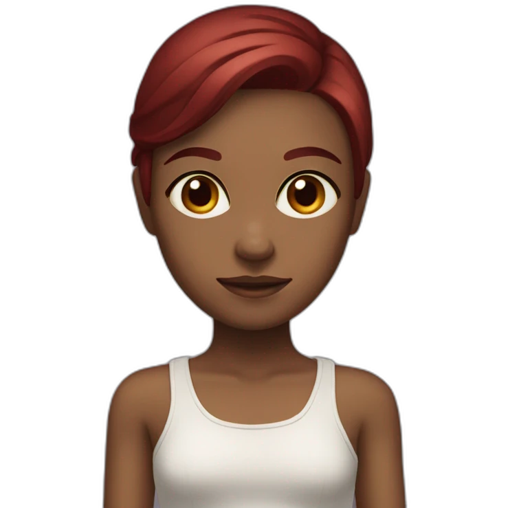Girl bronze skin with dark red straight hair, Hanzel eyes emoji