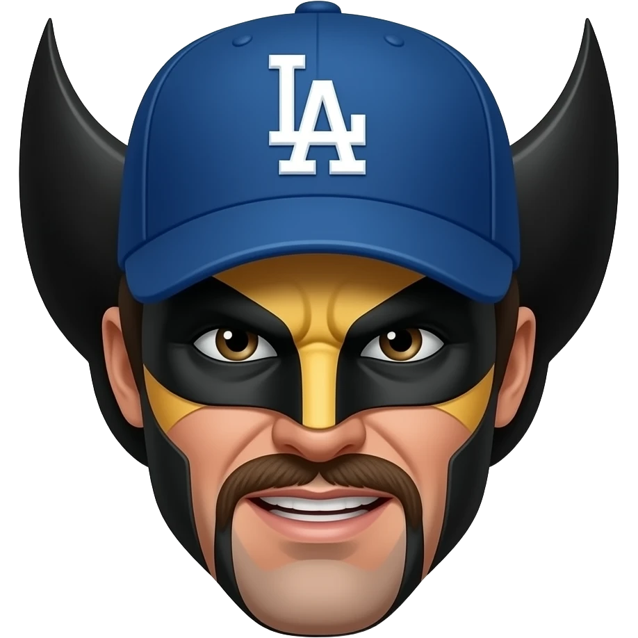 Wolverine wearing a LA Dodgers hat emoji