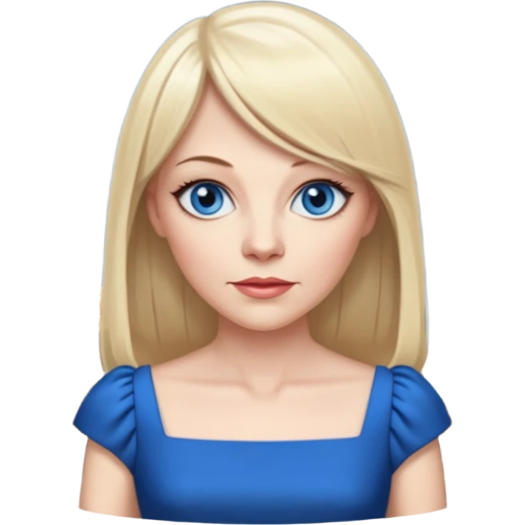 45 yr old white woman, pale skin, long straight blond hair parted in center, blue eyes, bangs, clothes for dinner emoji