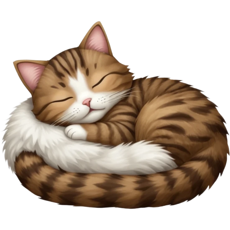 dark brown tabby and white cat sleeping rolled over and upside down emoji