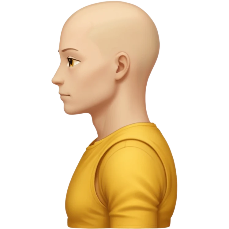Emoji of Shoulders Muscle from side view. He has big shoulders. His skin is completely yellow and has no hair or facial expressions and has no clothing. emoji