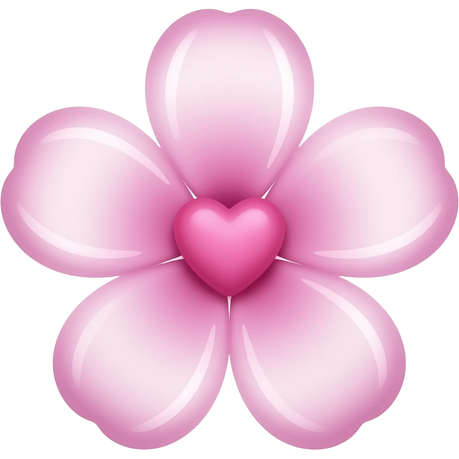 clear pink flower with mini pink heart center emoji