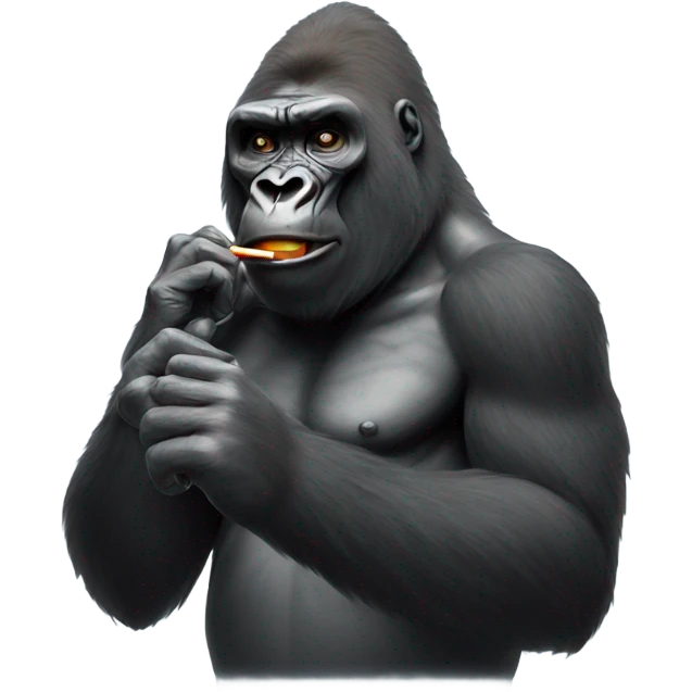 Gorilla hitting a vape emoji