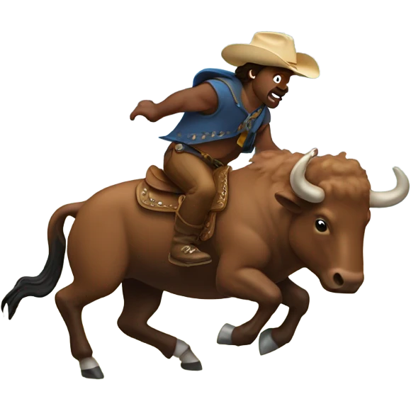 Bronco riding a buffalo  emoji