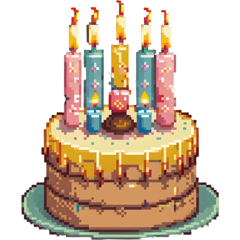 dangao Chinese birthday cake with candles, pastel colors emoji