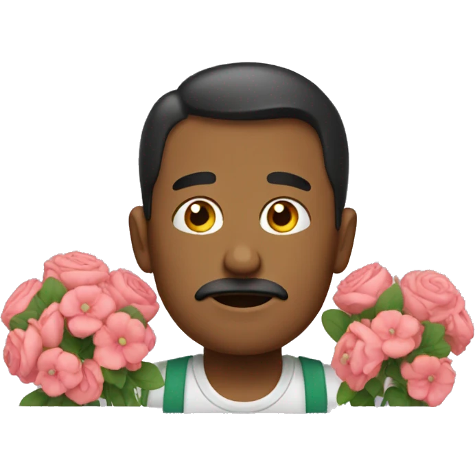 sad florist with flowers emoji