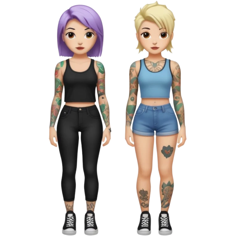 TATTOOED GIRL FULL BODY DIFFERENT HAIRSTYLES COLORS emoji