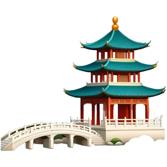 Summer Palace, Chinese garden with pavilion and lake, simple emoji design emoji
