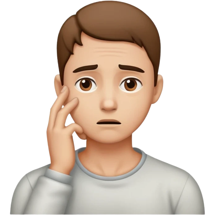 person with a worried expression, hand on neck, with a visible lump on the neck emoji