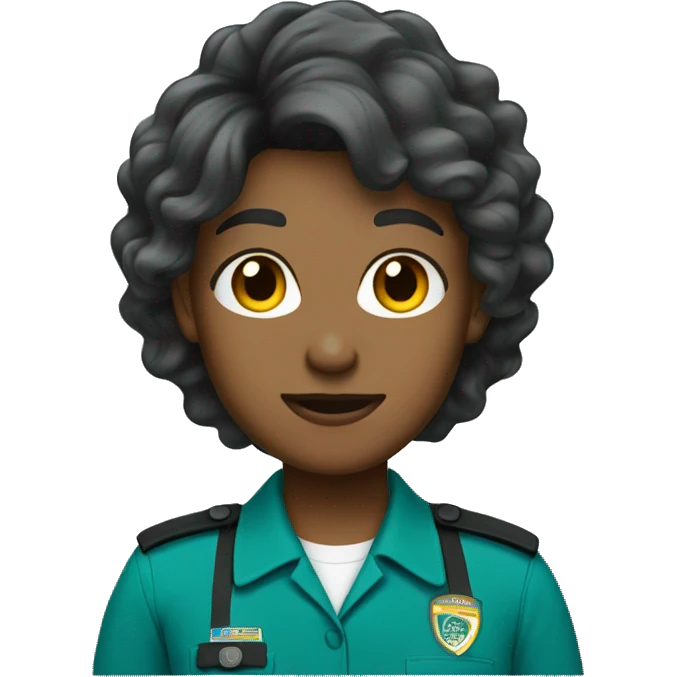dispatcher with grown hair wearing a teal uniform emoji
