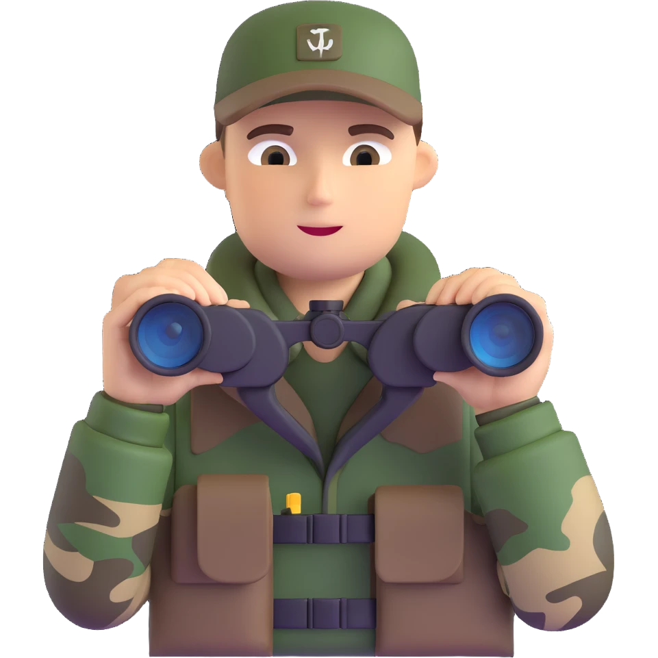 hunter with binoculars and camouflage emoji