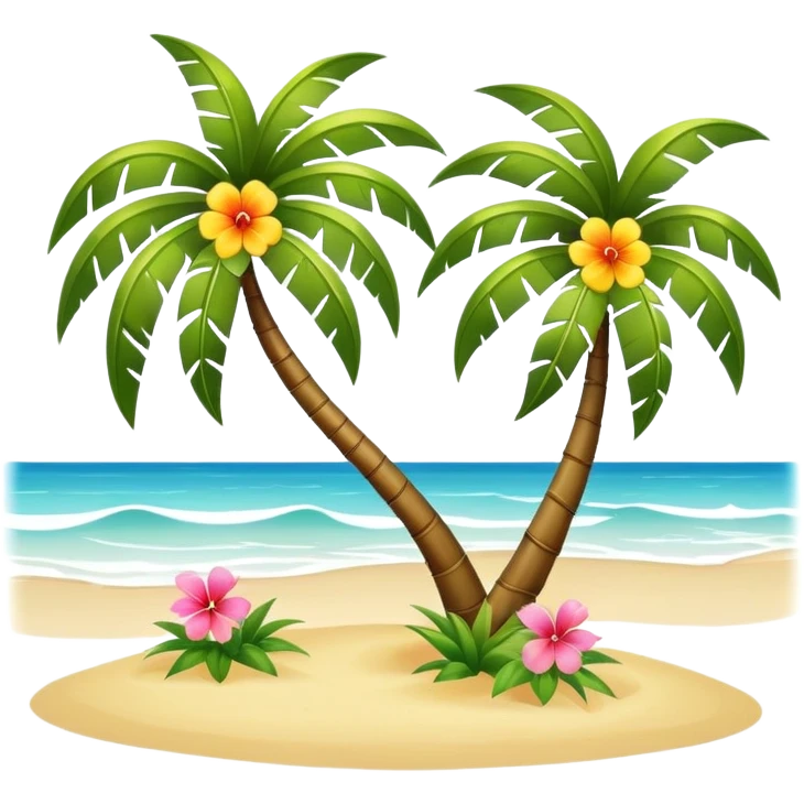 warm summer breeze blowing through beach palm trees and flowers emoji