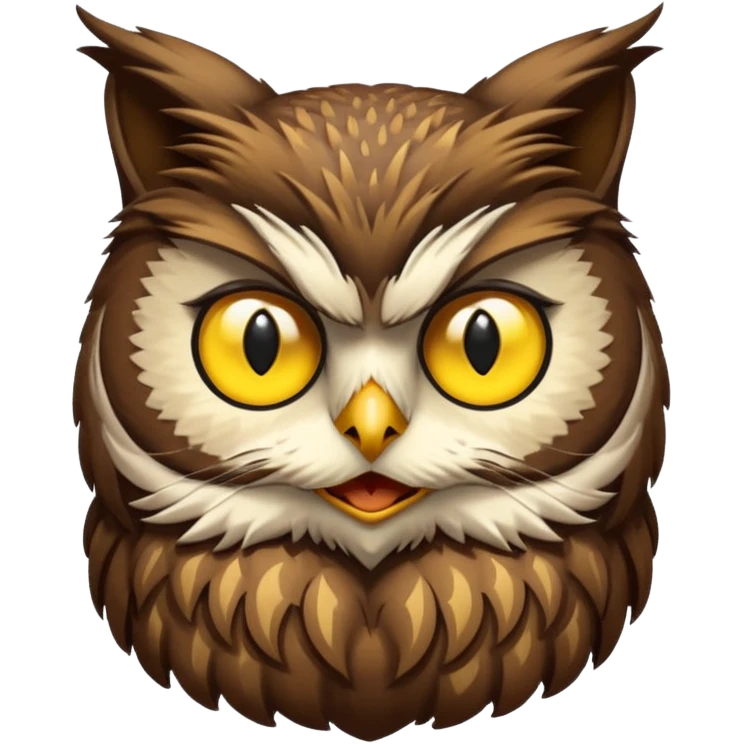 A owl with a cat head emoji