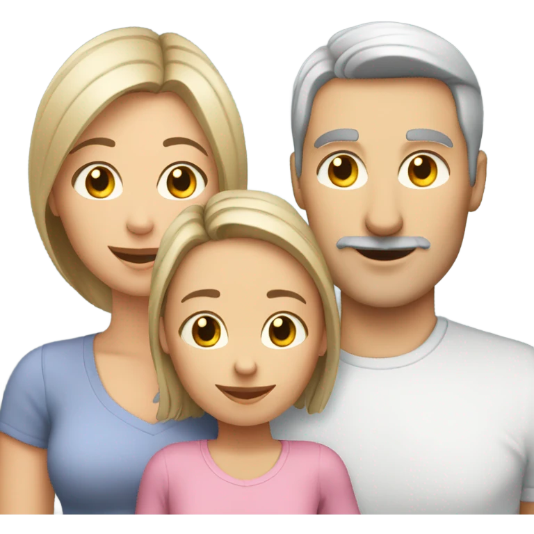 White family mom and dad with two girl daughters and grey cat  emoji