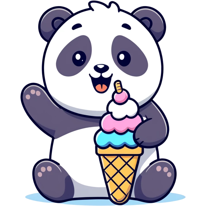 Panda eating ice cream emoji
