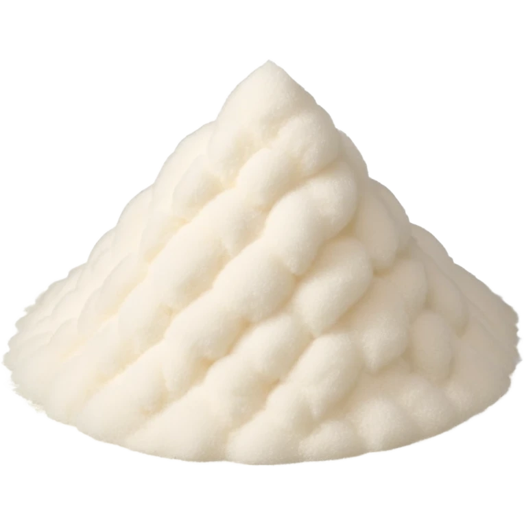 small translucent pile of fine off-white powder with a light fluffy texture, gently mounded or slightly scattered, very fine matte grains resembling starch or gelatin substitute, no spoon bowl or extras, soft lighting, subtle shadows, emoji scale emoji