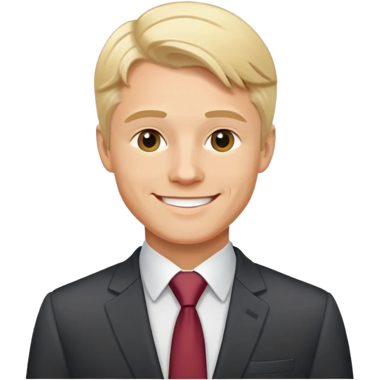 Oleg Tinkov, smiling, blond hair, wearing a business suit emoji