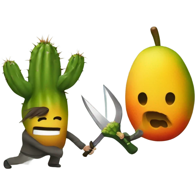 Mango beheading a cacti emoji