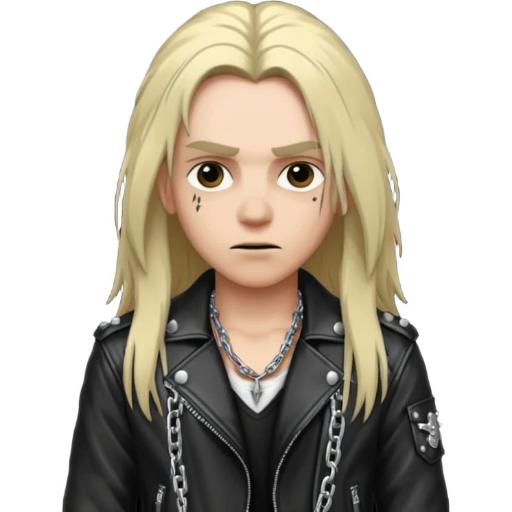 A fan of heavy extreme music, a metalhead in chains with rivets on a leather jacket emoji