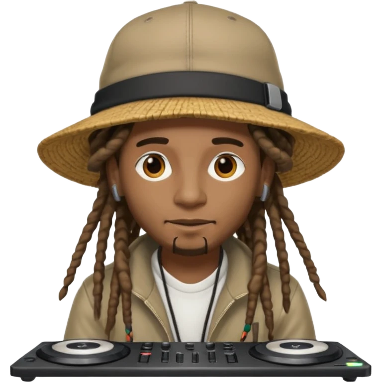 dreadlocks, DJ with wide-brim cap emoji