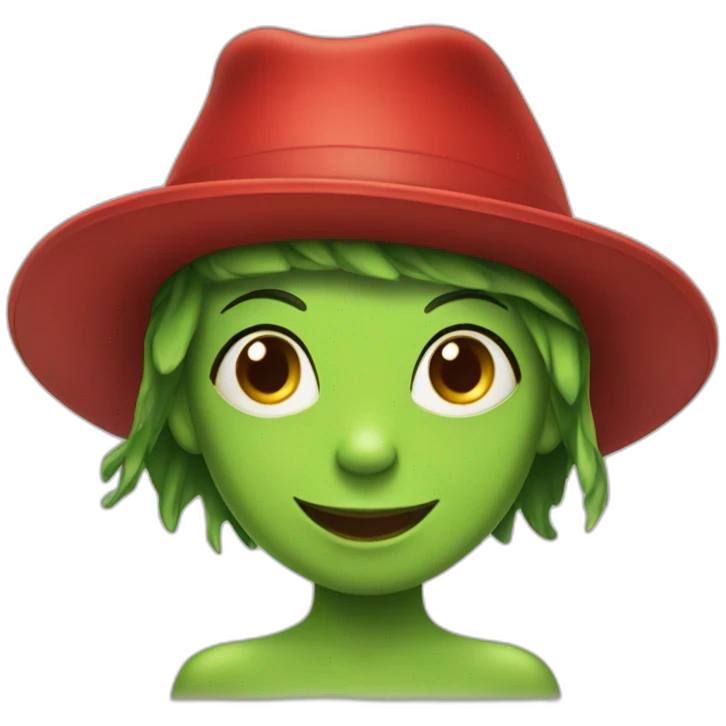 Frog girl in a red hat smiling emoji