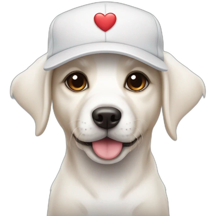 white puppy with heart eyes and brat hat emoji