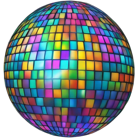 Sparkly rainbow of colors disco ball. Glowing light. emoji