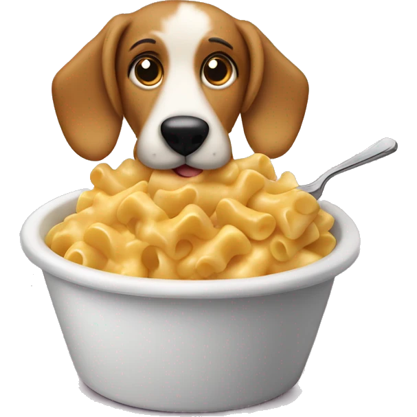 Dog eating Mac and cheese emoji