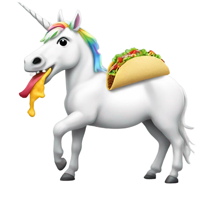 Unicorn eating a taco emoji