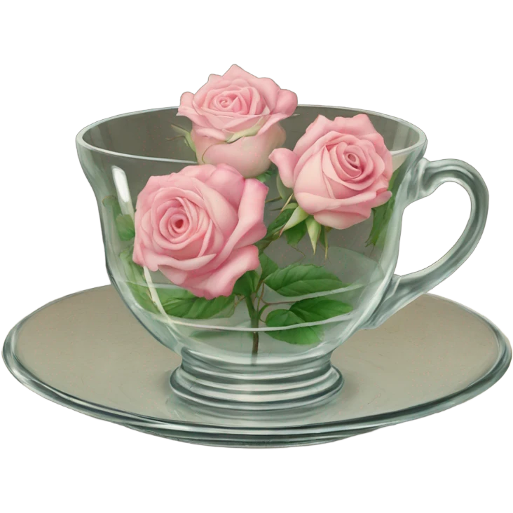 Drawing of roses on an antique glass and saucer emoji