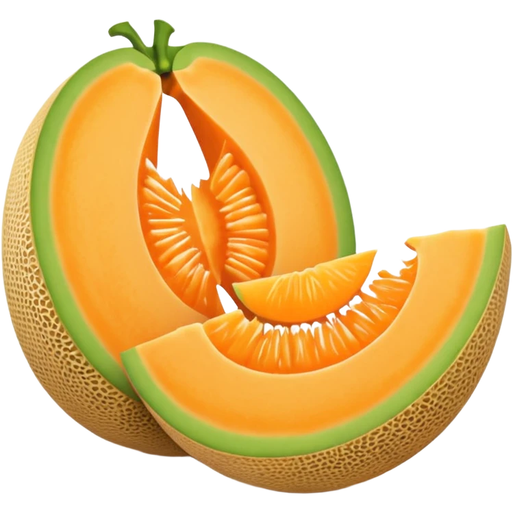 a cantaloupe cut in half, simple, clear emoji