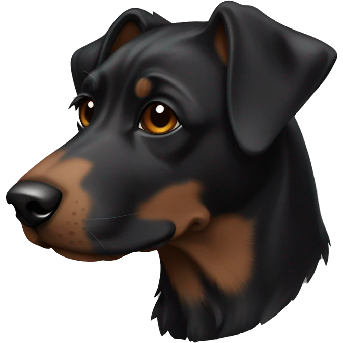 A black dog with brown and white details emoji
