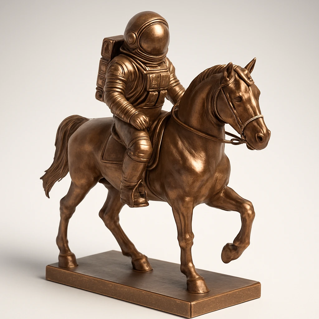 astronaut on horseback with stars in background emoji