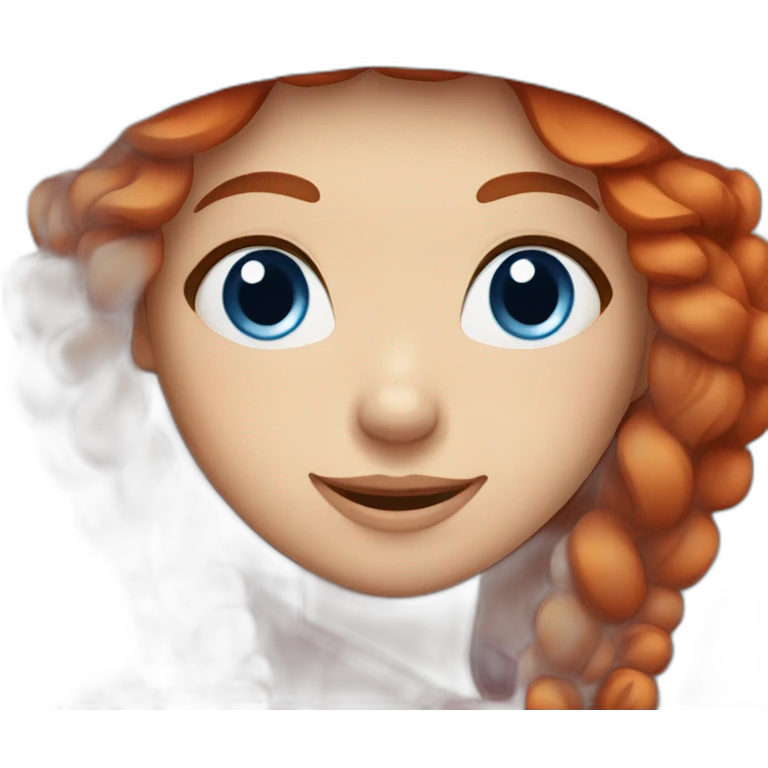 red head girl with santa hat on with blue eyes emoji