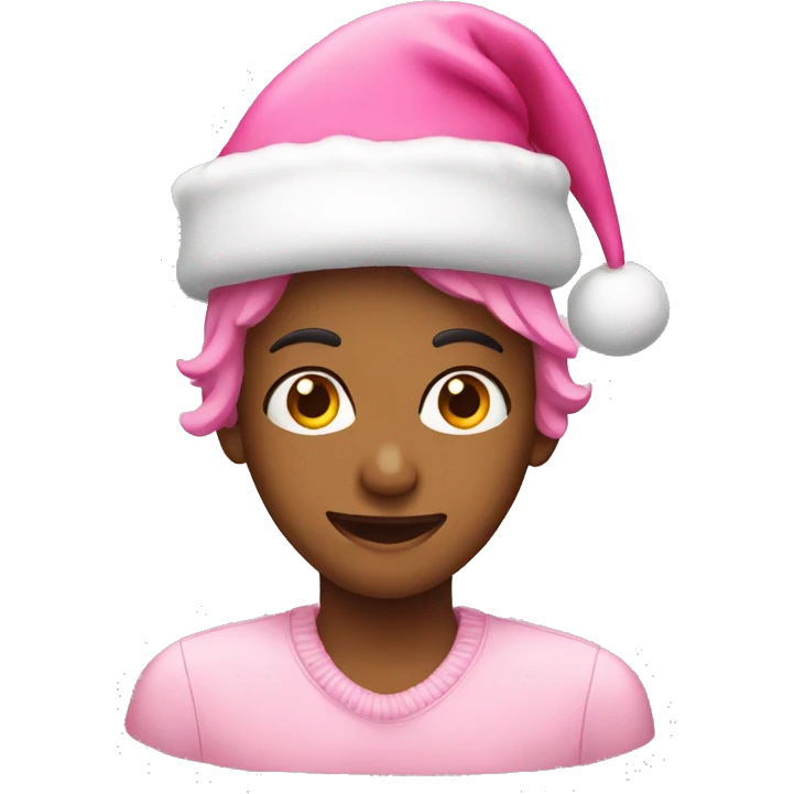dear with  pink christmas hat emoji