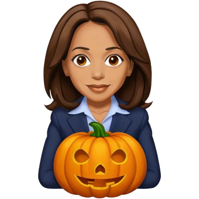 Kamala Harris as a pumpkin emoji