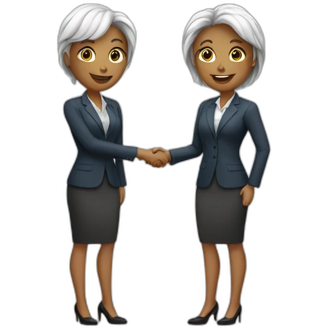 two white business women with different hair colors shaking hands emoji