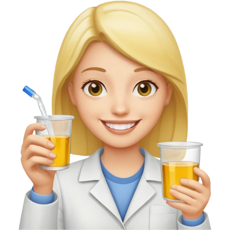holding pee cup and laughing  emoji