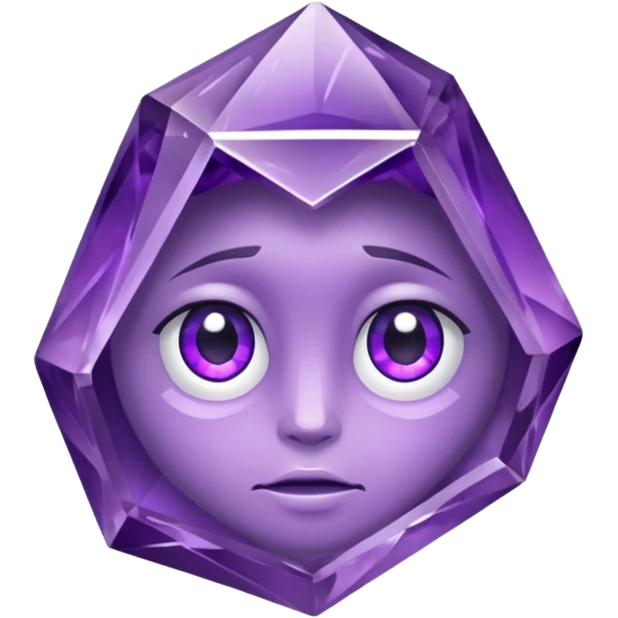 Single gemstone amethyst character rock, with carved facets with eyes beautiful emoji