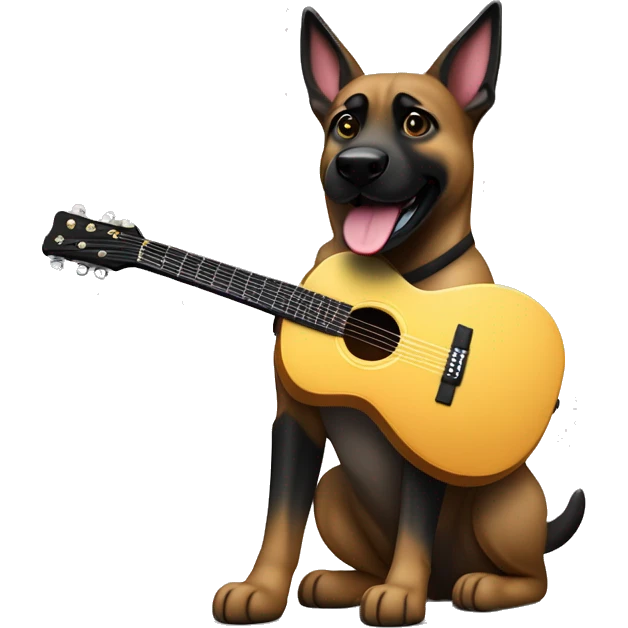 berger malinois debout qui joue de la guitar electric rock popstar emoji